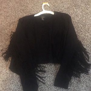Black “suede like” fringe jacket